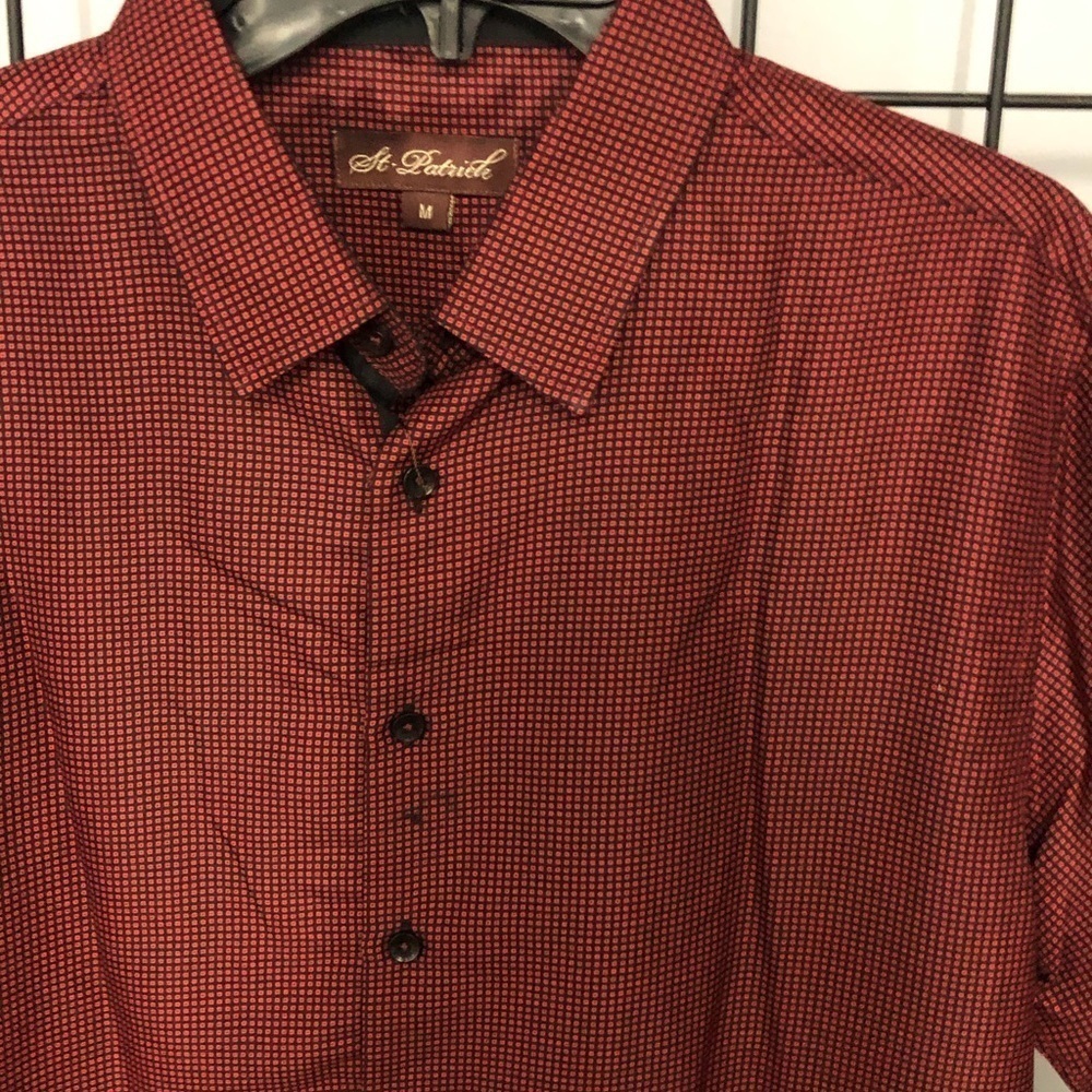 St.Patrick button down shirt burgundy classic fit - Picture 2 of 3